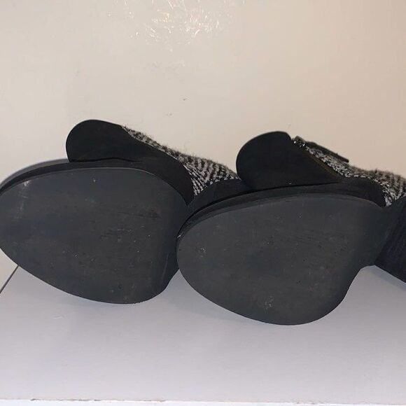 BP Nordstrom Women's Trolley Black Leather White Textile Ankle Boots Size 7 - Picture 5 of 5